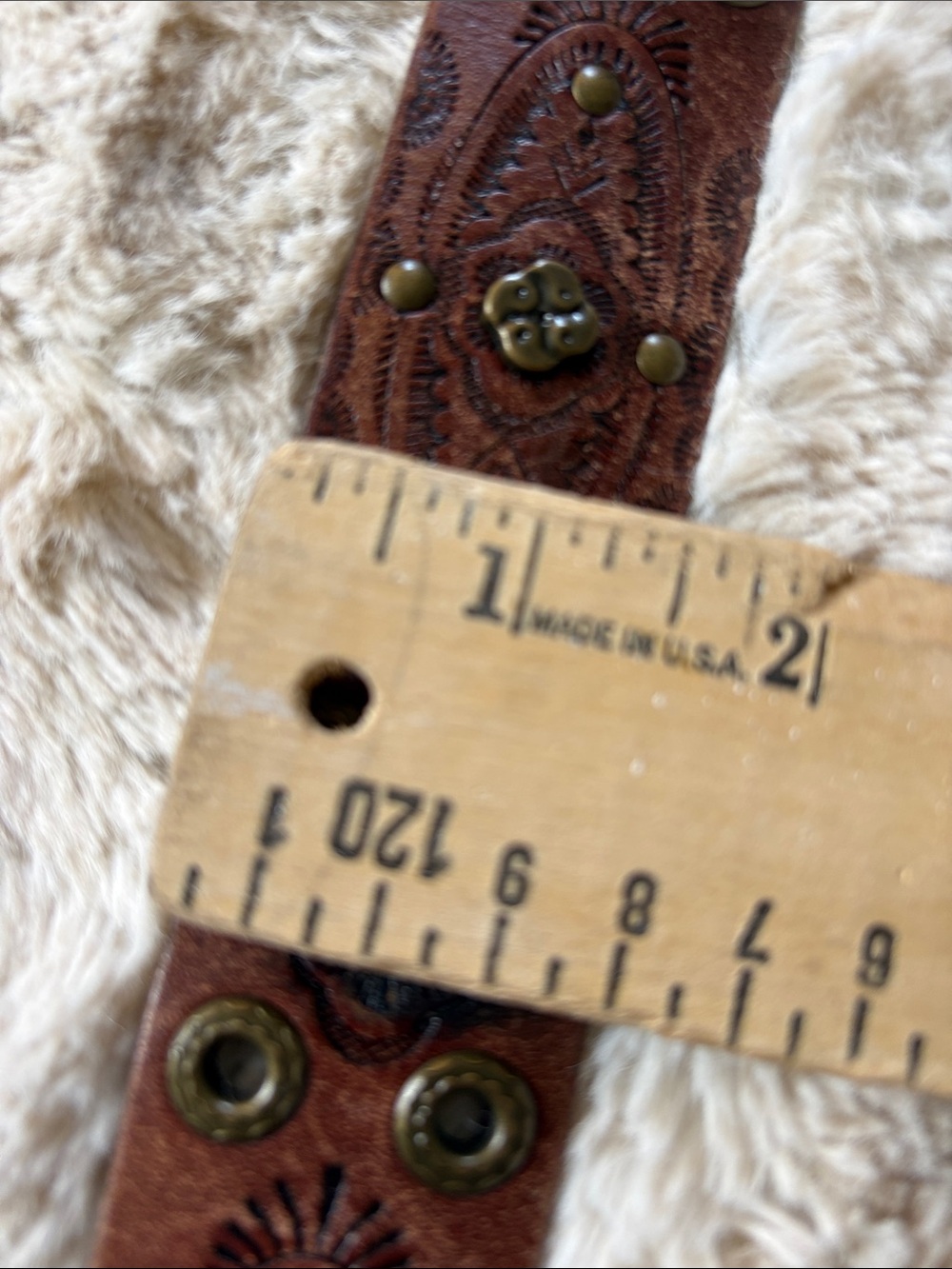 Fossil tooled Classic Brown Leather Women's Belt - Picture 5 of 7